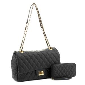 Mini shoulder bag with matching wallet